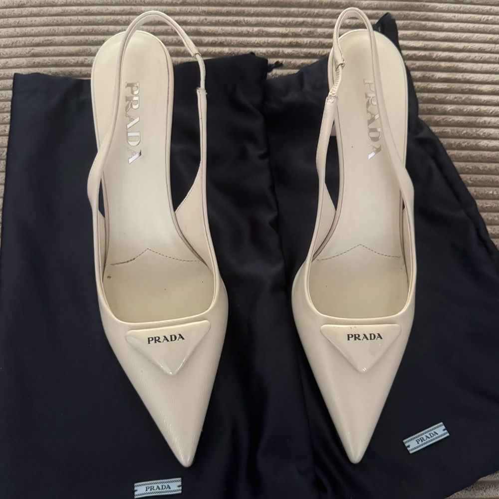 Prada Modellerie Pointed Toe Slingback Pumps